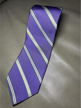 Brooks Brothers Makers Men’s 100% Silk Tie Purple Green White Stripes BB11